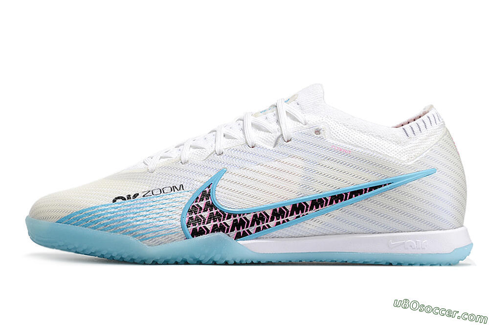 Nike Air Zoom Mercurial Vapor 15 Elite IC Indoor & Futsal Soccer Shoes - White/Blue/Black/Pink 2