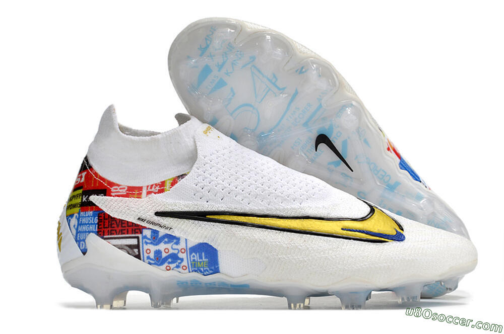 Harry Kane x Nike Phantom GX DF Elite FG Firm Ground Soccer Cleats - White/Gold/Blue 1