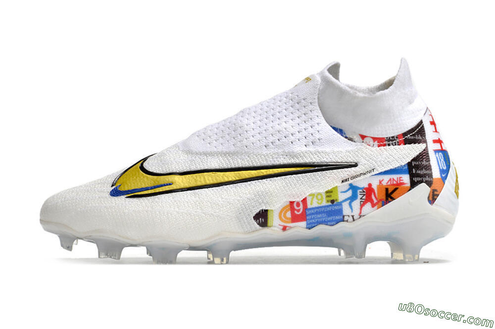 Harry Kane x Nike Phantom GX DF Elite FG Firm Ground Soccer Cleats - White/Gold/Blue 2