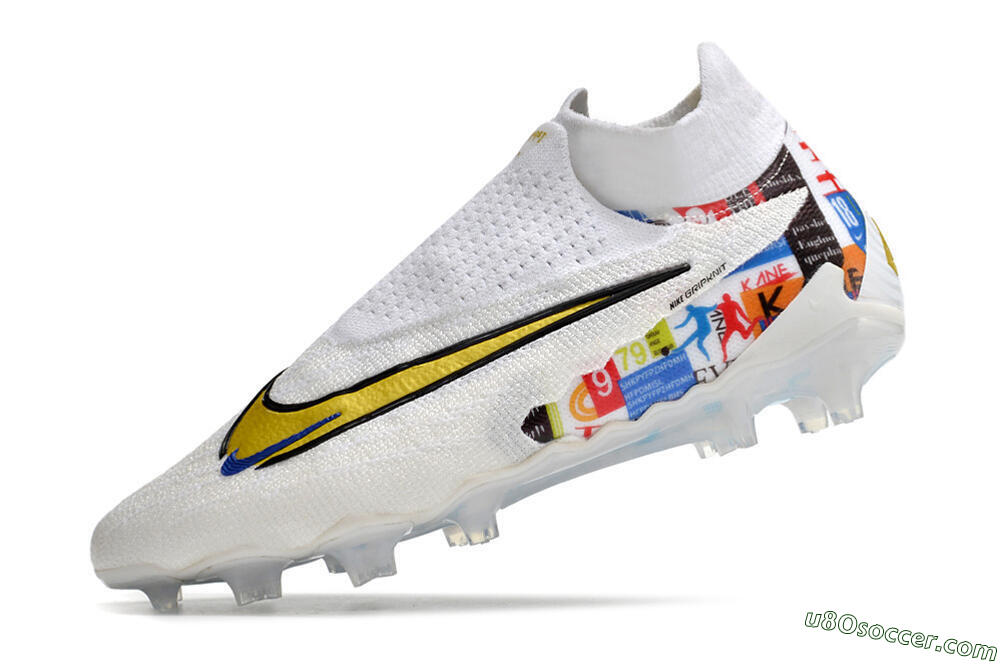Harry Kane x Nike Phantom GX DF Elite FG Firm Ground Soccer Cleats - White/Gold/Blue 5