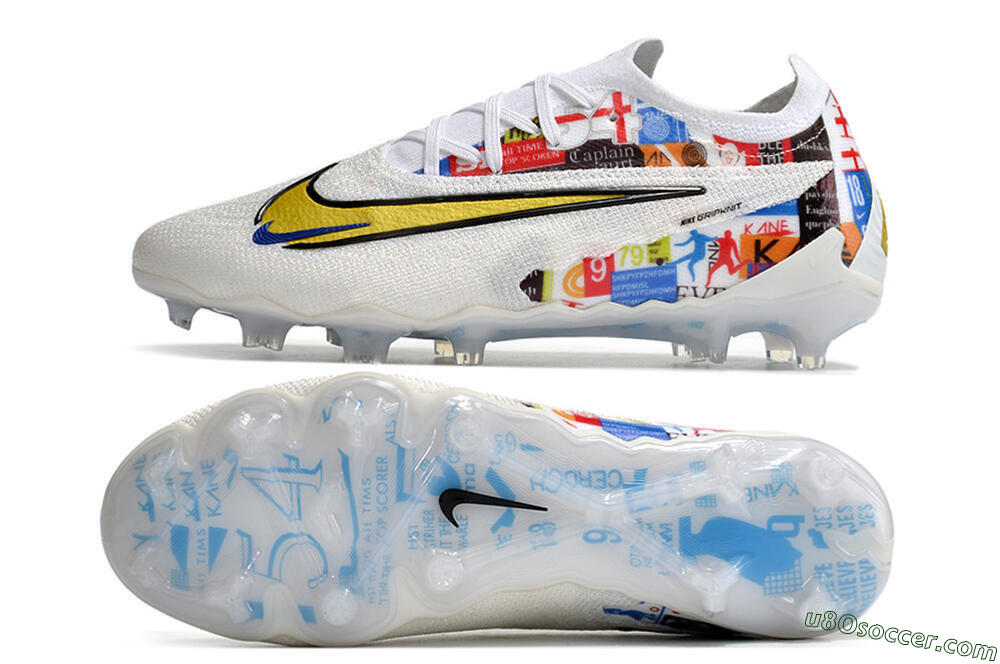 Harry Kane x Nike Phantom GX Elite FG Firm Ground Soccer Cleats - White/Gold/Blue 0