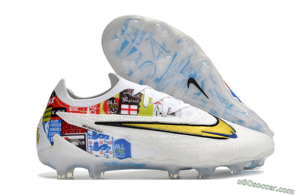 Harry Kane x Nike Phantom GX Elite FG Firm Ground Soccer Cleats - White/Gold/Blue 1