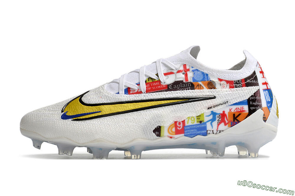 Harry Kane x Nike Phantom GX Elite FG Firm Ground Soccer Cleats - White/Gold/Blue 2