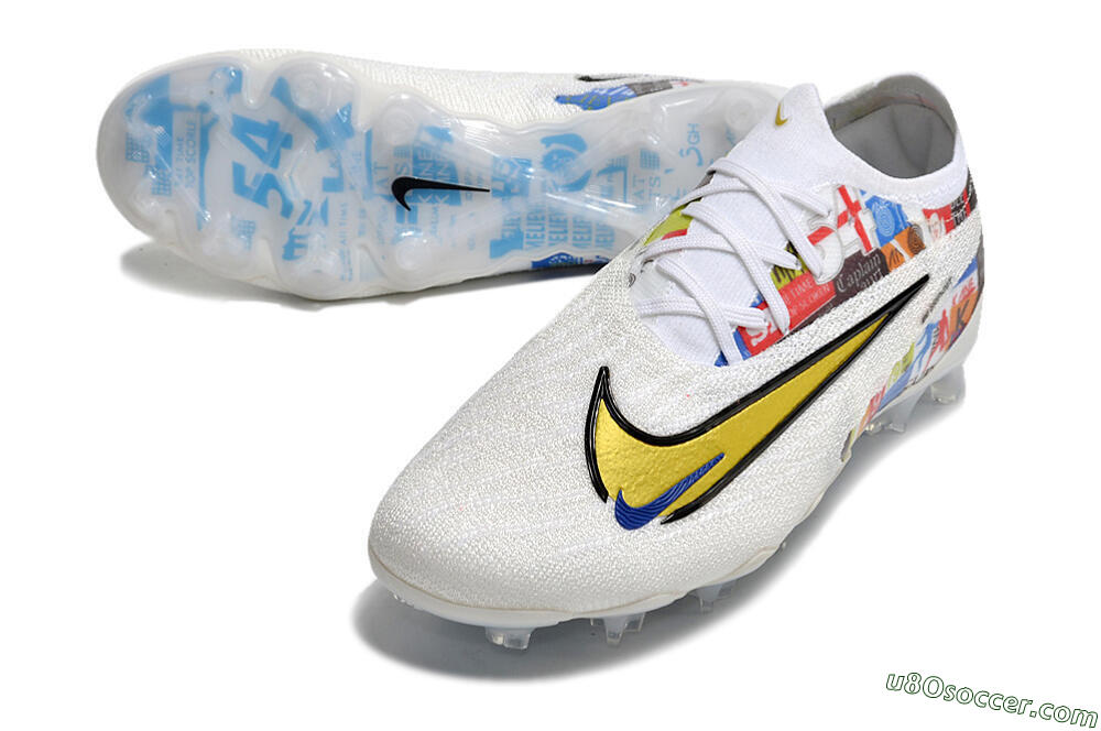 Harry Kane x Nike Phantom GX Elite FG Firm Ground Soccer Cleats - White/Gold/Blue 3