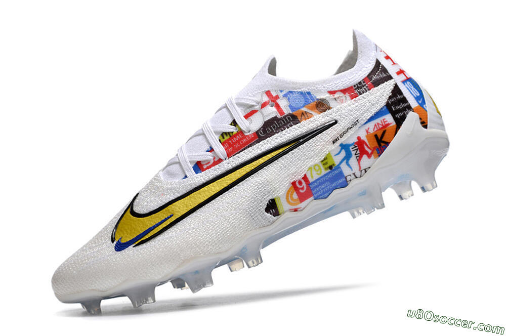 Harry Kane x Nike Phantom GX Elite FG Firm Ground Soccer Cleats - White/Gold/Blue 5