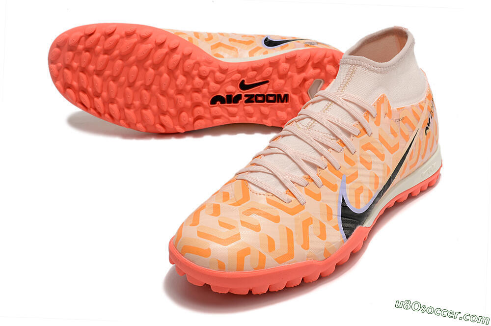 Nike Air Zoom Mercurial Superfly 9 Elite TF Artificial Turf Soccer Shoes - Orange/White/Black 3
