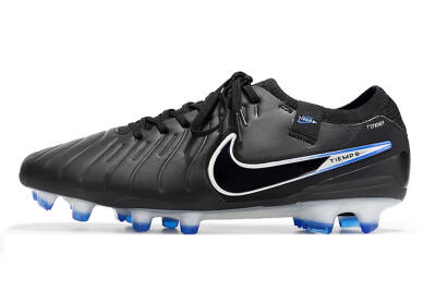 Nike Tiempo Legend 10 Elite FG Firm Ground Soccer Cleats - Black/Blue/Sliver