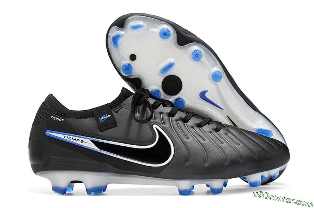 Nike Tiempo Legend 10 Elite FG Firm Ground Soccer Cleats - Black/Blue/Sliver 1