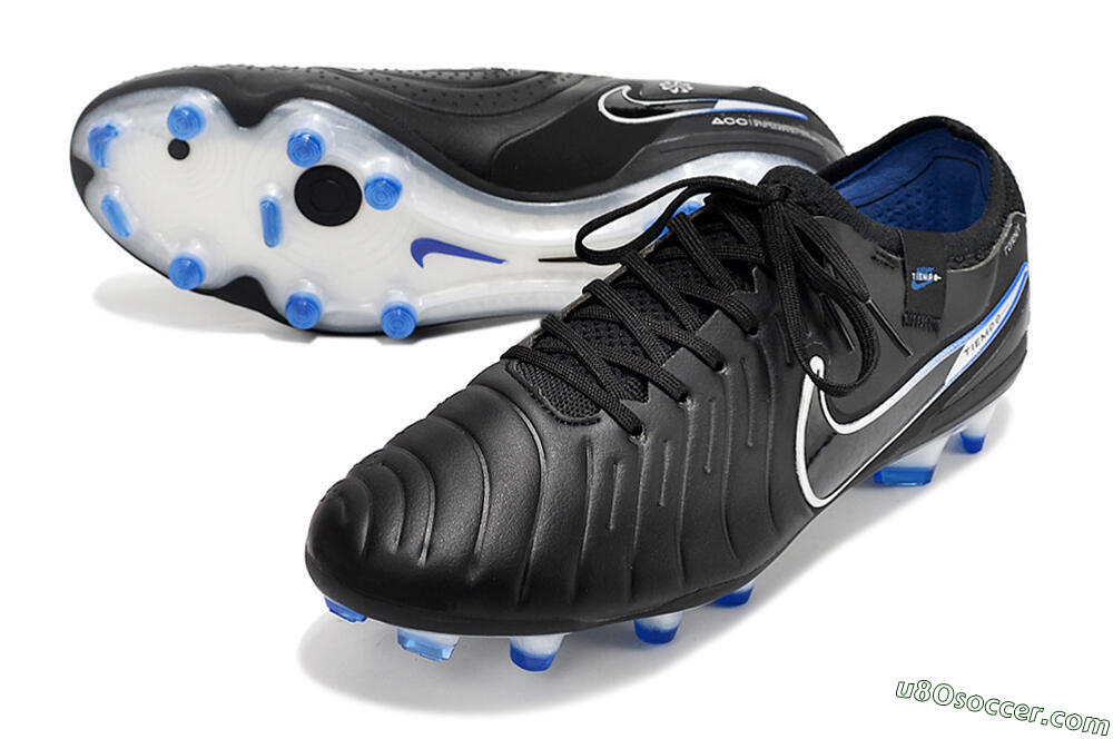 Nike Tiempo Legend 10 Elite FG Firm Ground Soccer Cleats - Black/Blue/Sliver 3