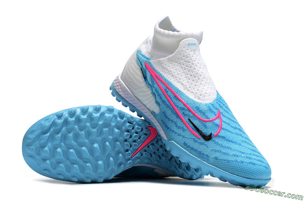 Nike Phantom GX Elite DF TF Artificial Turf Soccer Shoes - Blue/Pink/White 3