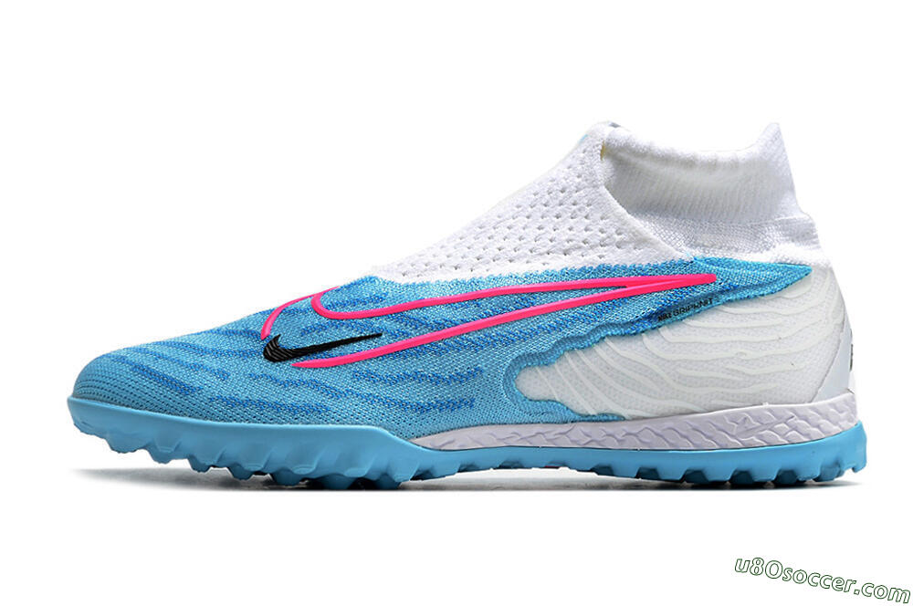 Nike Phantom GX Elite DF TF Artificial Turf Soccer Shoes - Blue/Pink/White 2