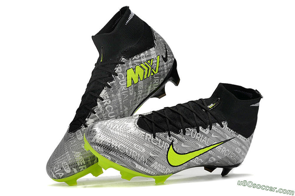 Nike Air Zoom Mercurial Superfly 9 Elite FG Firm Ground Soccer Cleats - Silver/Green/Black 5