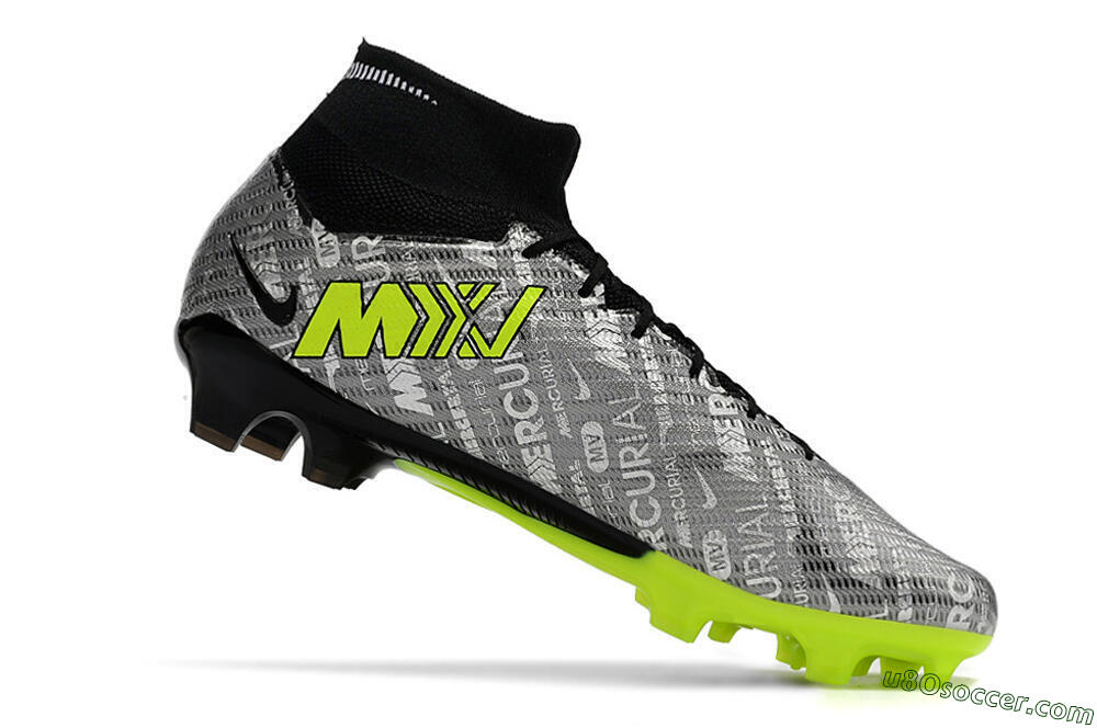 Nike Air Zoom Mercurial Superfly 9 Elite FG Firm Ground Soccer Cleats - Silver/Green/Black 6