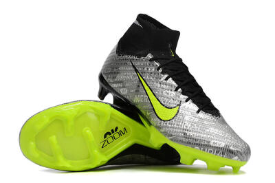 Nike Air Zoom Mercurial Superfly 9 Elite FG Firm Ground Soccer Cleats - Silver/Green/Black