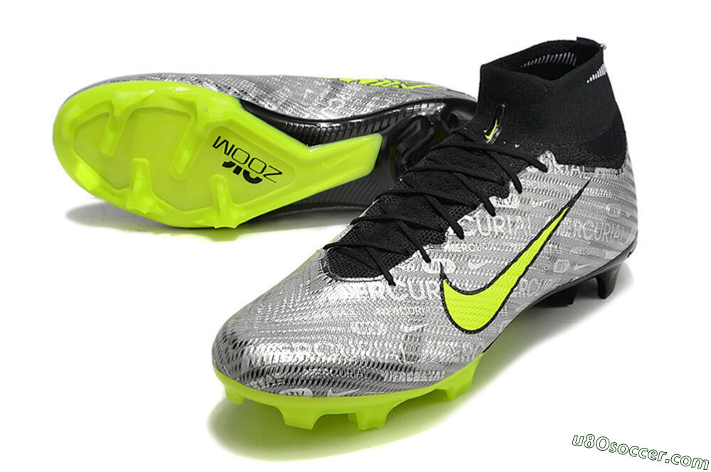 Nike Air Zoom Mercurial Superfly 9 Elite FG Firm Ground Soccer Cleats - Silver/Green/Black 3