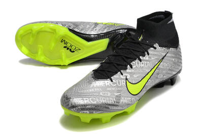 Nike Air Zoom Mercurial Superfly 9 Elite FG Firm Ground Soccer Cleats - Silver/Green/Black