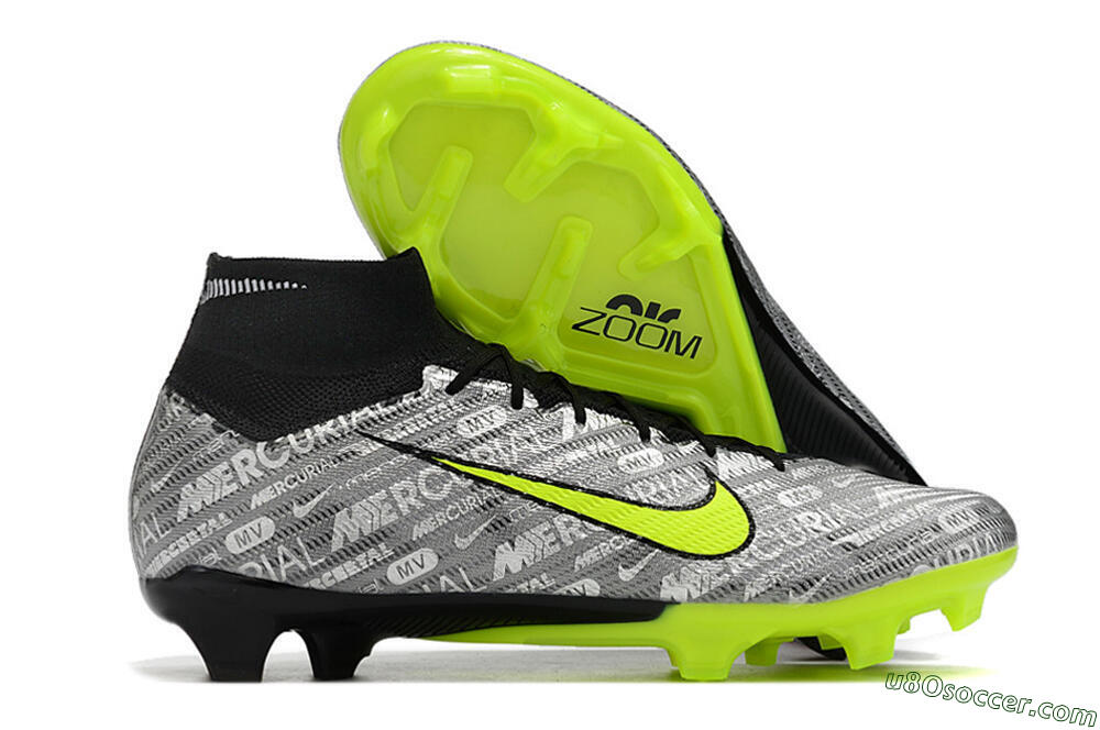 Nike Air Zoom Mercurial Superfly 9 Elite FG Firm Ground Soccer Cleats - Silver/Green/Black 1