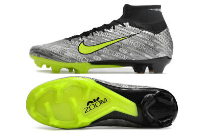 Nike Air Zoom Mercurial Superfly 9 Elite FG Firm Ground Soccer Cleats - Silver/Green/Black