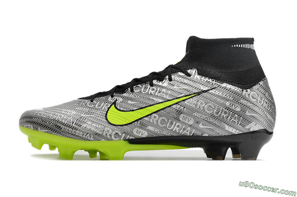 Nike Air Zoom Mercurial Superfly 9 Elite FG Firm Ground Soccer Cleats - Silver/Green/Black 2