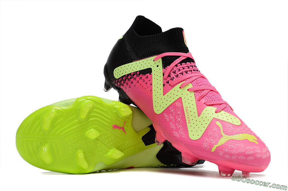 Puma Ultra Ultimate FG Firm Ground Soccer Cleats - Green/Pink/Black 3