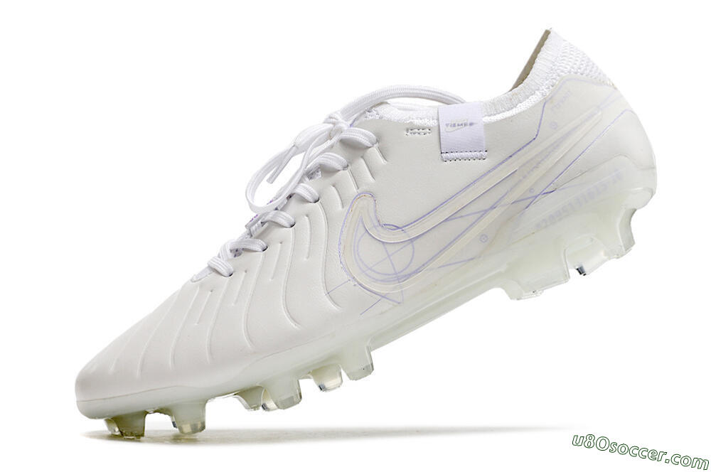 Nike Tiempo Legend 10 Elite FG Firm Ground Soccer Cleats - White/Purple 5