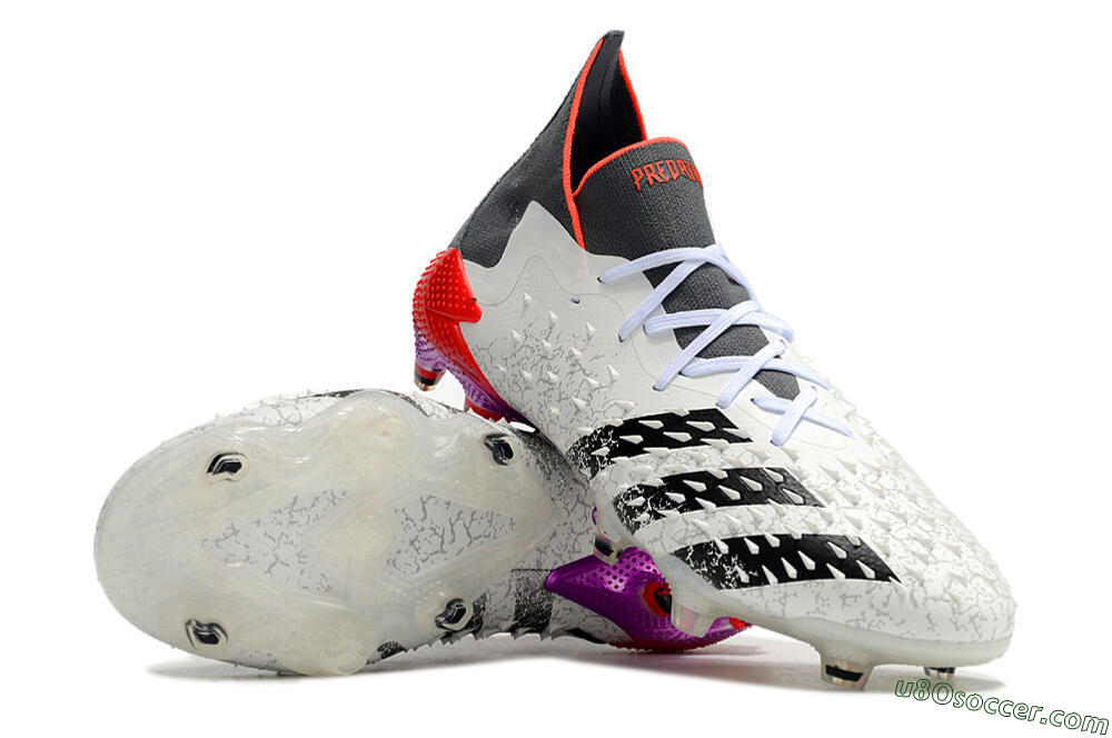 Adidas Predator Freak.1 FG Firm Ground Soccer Cleats - White/Grey/Red 3
