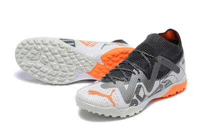 Puma Ultra Ultimate TF Artificial Turf Soccer Shoes - White/Grey/Orange