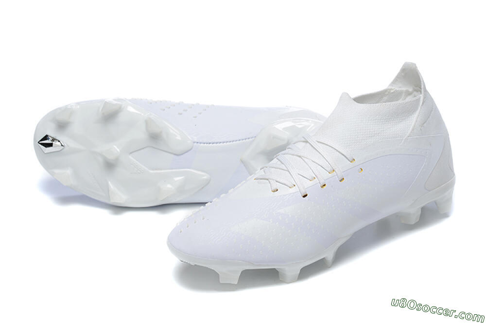 Adidas Predator Accuracy+ FG Firm Ground Soccer Cleats - White/White 3