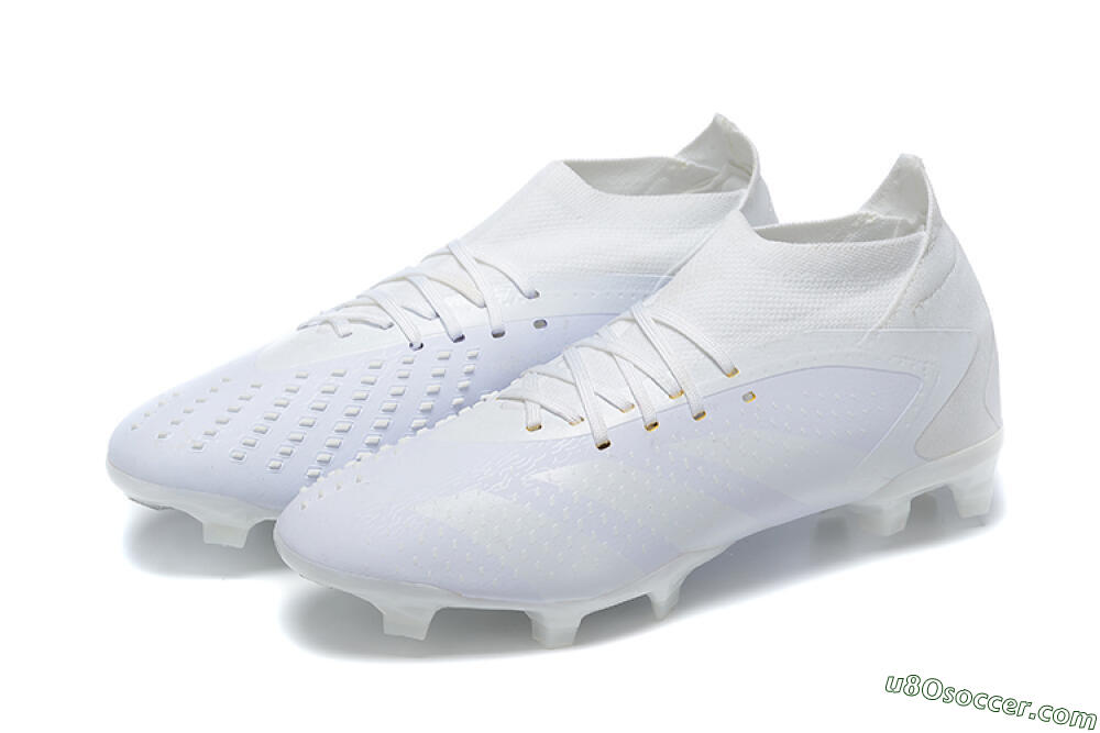 Adidas Predator Accuracy+ FG Firm Ground Soccer Cleats - White/White 9