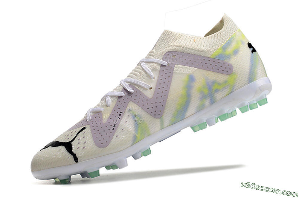 Puma Future Ultimate MG Multi Ground Soccer Cleats - White/Blue/Green 5
