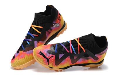 Puma Ultra Ultimate TF Artificial Turf Soccer Shoes - Black/Yellow/Pink/Purple