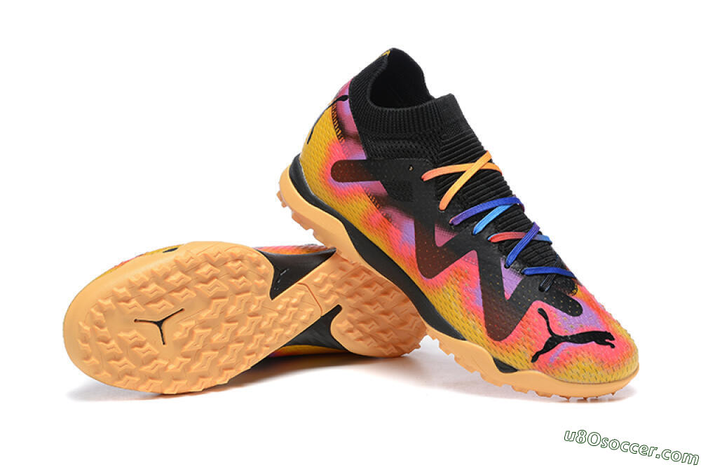 Puma Ultra Ultimate TF Artificial Turf Soccer Shoes - Black/Yellow/Pink/Purple 4