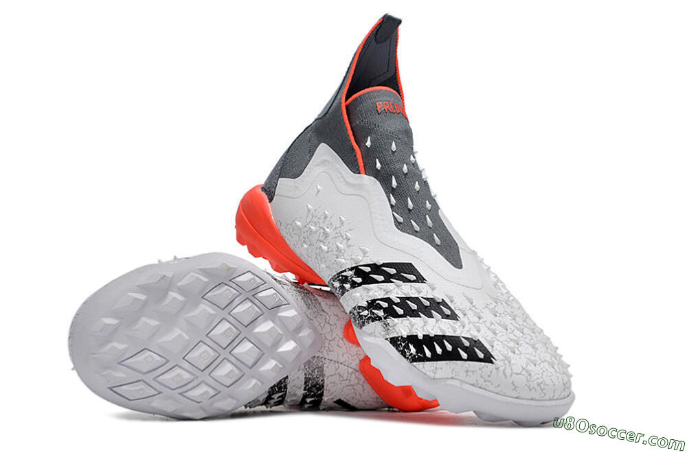 Adidas Predator Freak+ TF Artificial Turf Soccer Shoes - White/Grey/Red 3