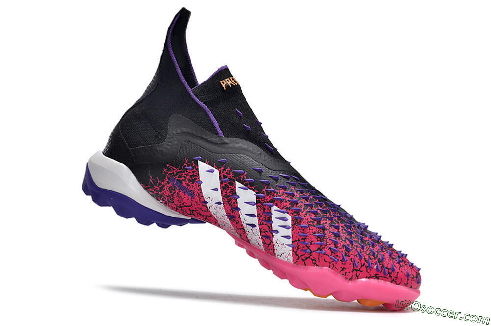 Adidas Predator Freak+ TF Artificial Turf Soccer Shoes - Black/Purple/Pink 4
