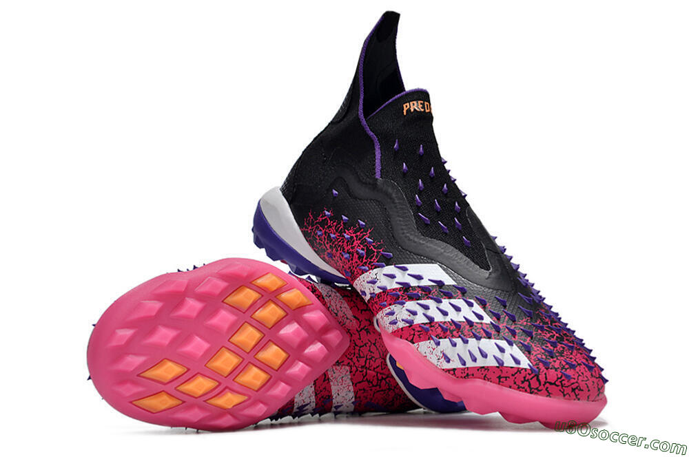 Adidas Predator Freak+ TF Artificial Turf Soccer Shoes - Black/Purple/Pink 3