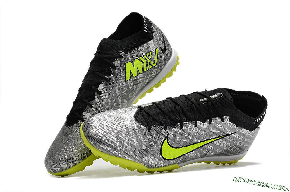 Nike Air Zoom Mercurial Vapor 15 Elite TF Artificial Turf Soccer Shoes - Silver/Green/Black 5