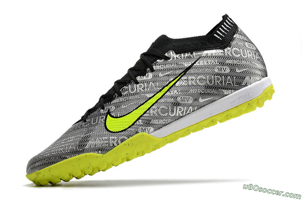 Nike Air Zoom Mercurial Vapor 15 Elite TF Artificial Turf Soccer Shoes - Silver/Green/Black 7