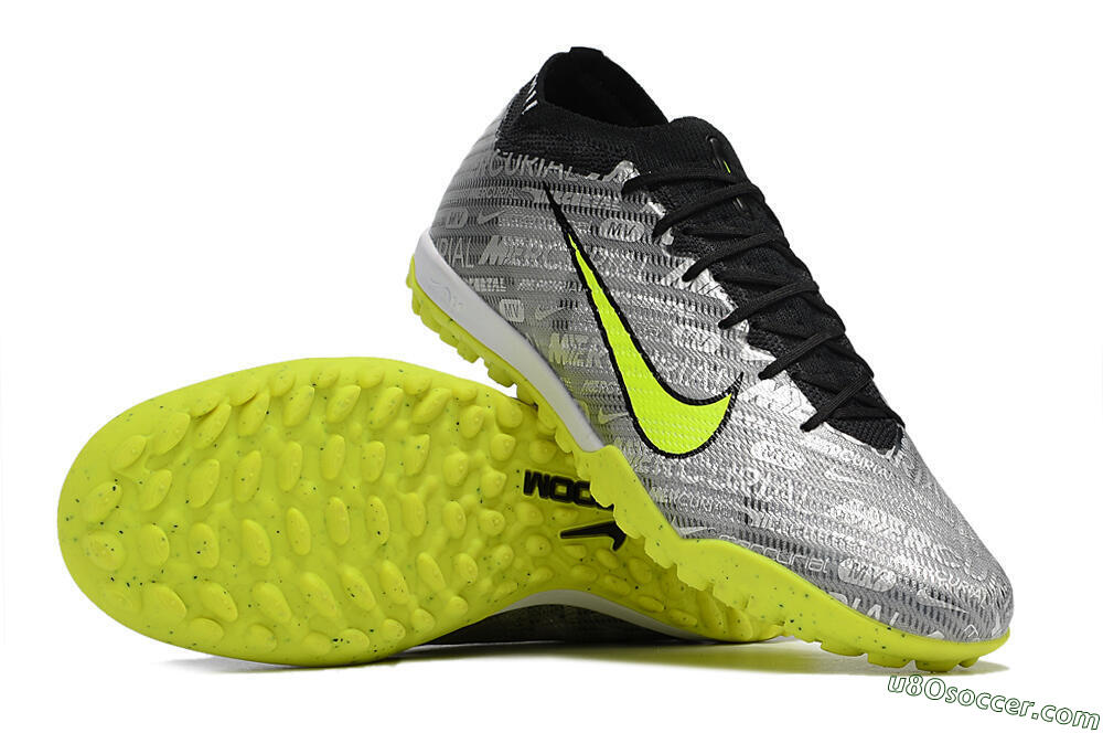 Nike Air Zoom Mercurial Vapor 15 Elite TF Artificial Turf Soccer Shoes - Silver/Green/Black 4