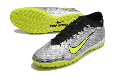 Nike Air Zoom Mercurial Vapor 15 Elite TF Artificial Turf Soccer Shoes - Silver/Green/Black