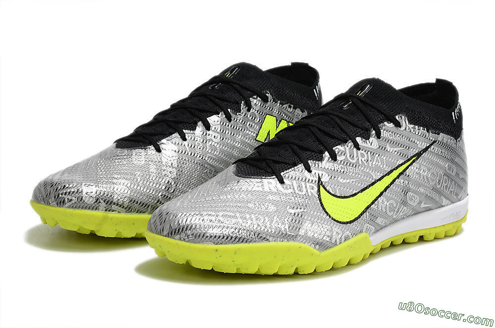Nike Air Zoom Mercurial Vapor 15 Elite TF Artificial Turf Soccer Shoes - Silver/Green/Black 9