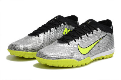 Nike Air Zoom Mercurial Vapor 15 Elite TF Artificial Turf Soccer Shoes - Silver/Green/Black