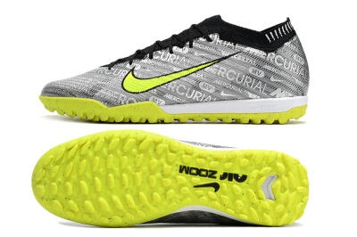 Nike Air Zoom Mercurial Vapor 15 Elite TF Artificial Turf Soccer Shoes - Silver/Green/Black