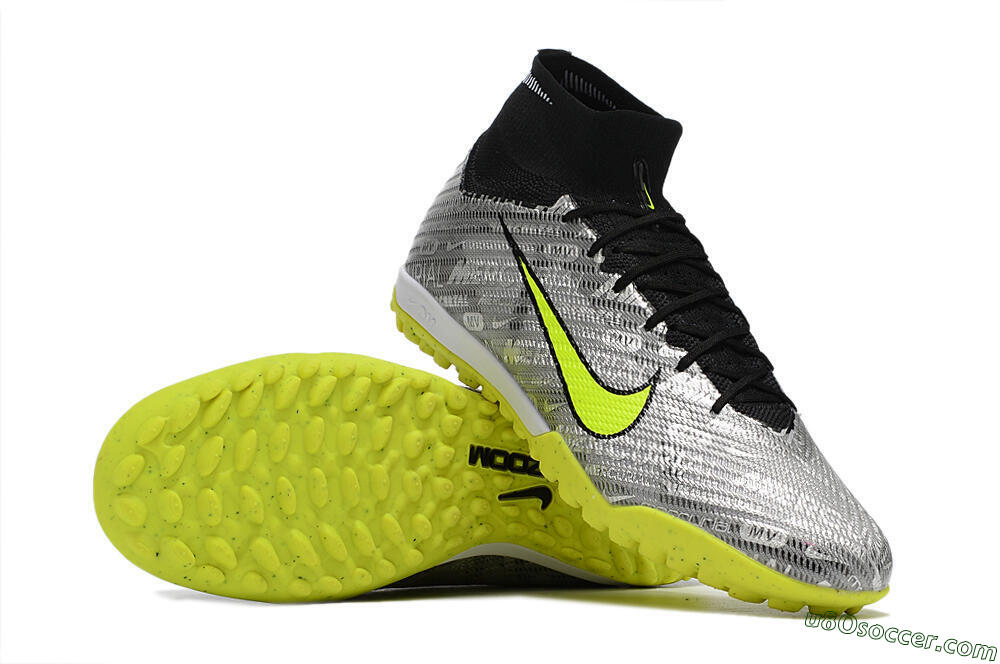 Nike Air Zoom Mercurial Superfly 9 Elite TF Artificial Turf Soccer Shoes - Silver/Green/Black 4
