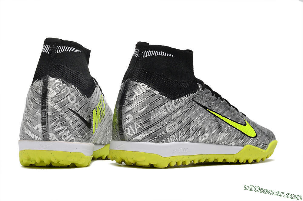Nike Air Zoom Mercurial Superfly 9 Elite TF Artificial Turf Soccer Shoes - Silver/Green/Black 8