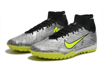 Nike Air Zoom Mercurial Superfly 9 Elite TF Artificial Turf Soccer Shoes - Silver/Green/Black
