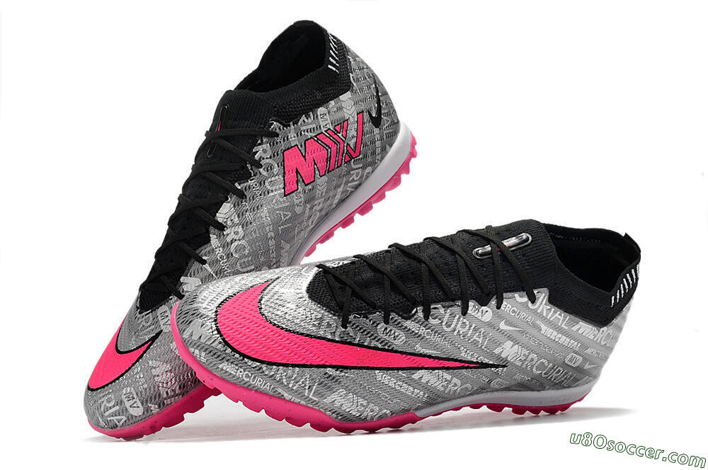 Nike Air Zoom Mercurial Vapor 15 Elite TF Artificial Turf Soccer Shoes - Silver/Pink/Black 5