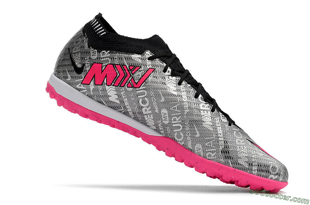 Nike Air Zoom Mercurial Vapor 15 Elite TF Artificial Turf Soccer Shoes - Silver/Pink/Black 6