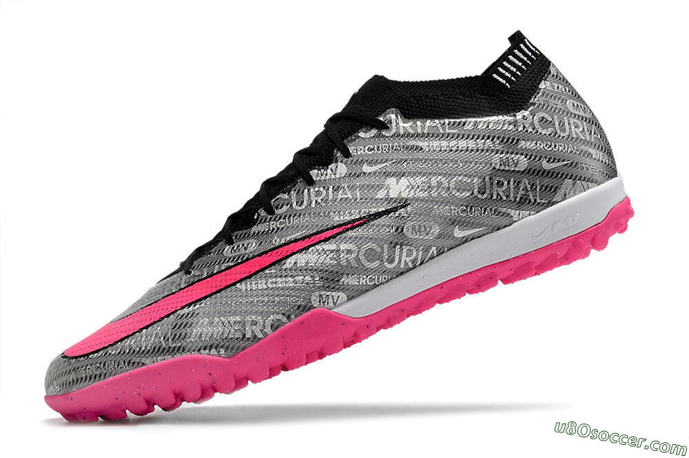 Nike Air Zoom Mercurial Vapor 15 Elite TF Artificial Turf Soccer Shoes - Silver/Pink/Black 7