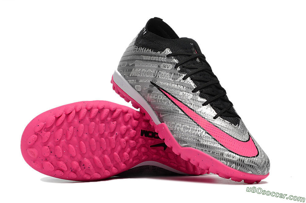 Nike Air Zoom Mercurial Vapor 15 Elite TF Artificial Turf Soccer Shoes - Silver/Pink/Black 4