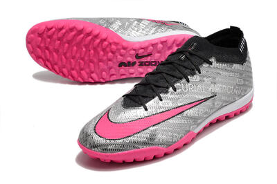 Nike Air Zoom Mercurial Vapor 15 Elite TF Artificial Turf Soccer Shoes - Silver/Pink/Black
